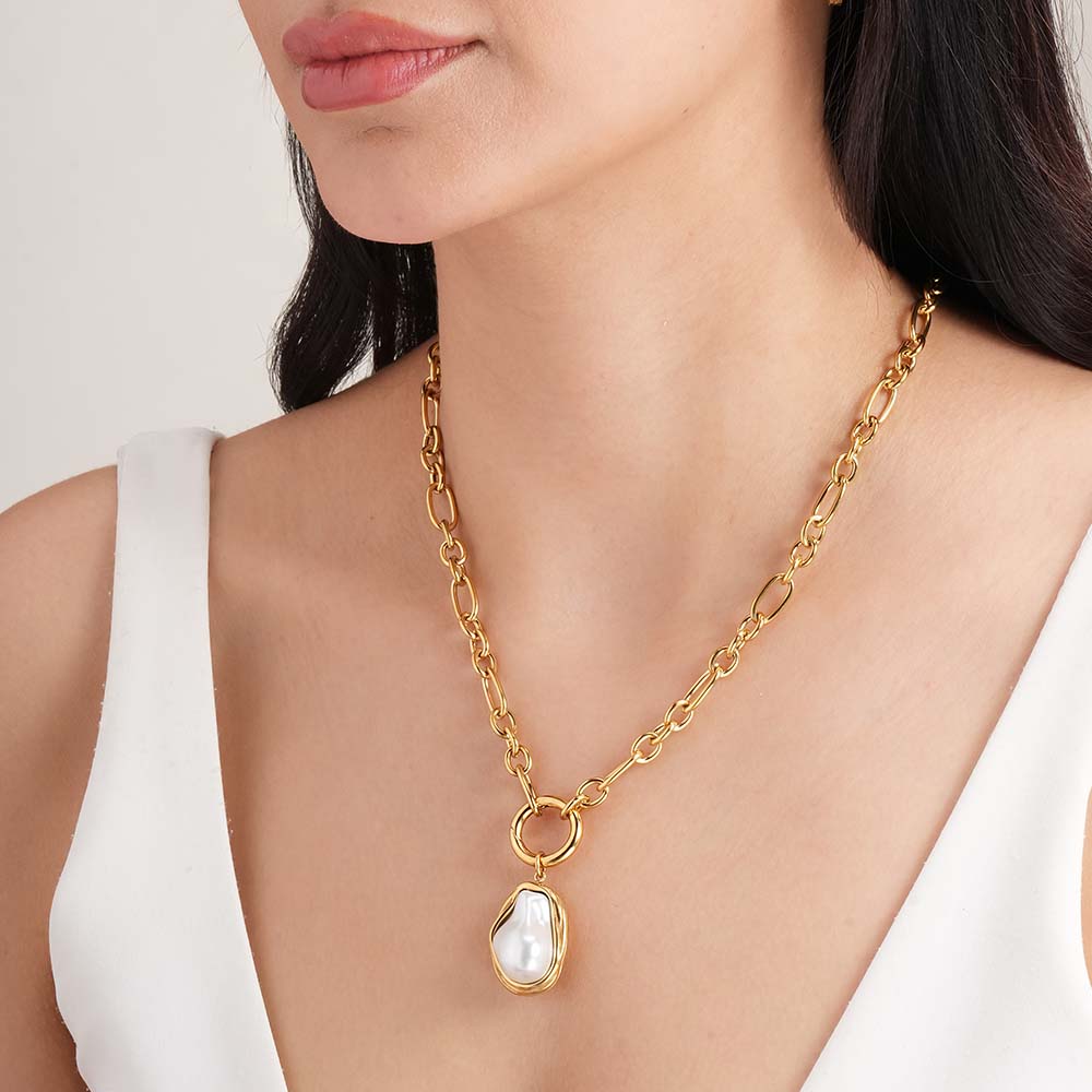 Irregular Pearl Chain Necklace