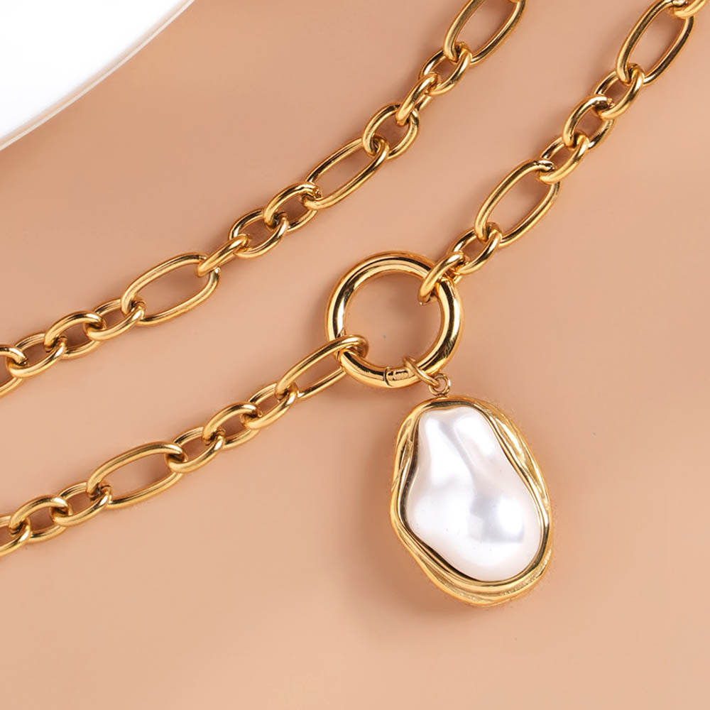 Irregular Pearl Chain Necklace