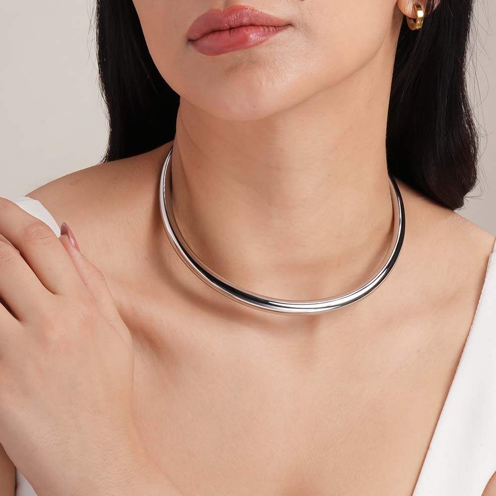Stylish Silver Choker Necklace