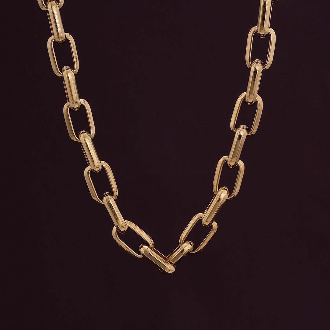 Gold Hollow Link Chain Necklace
