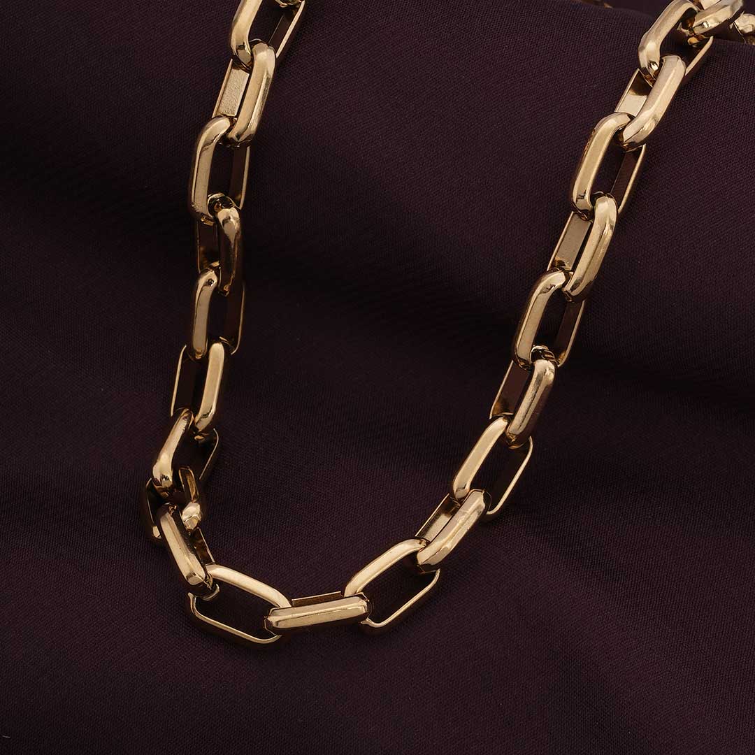 Gold Hollow Link Chain Necklace