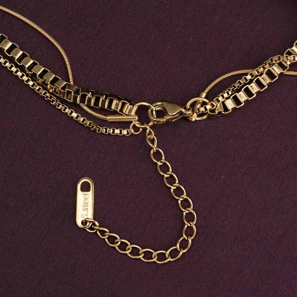 Gold Tone Box Chain Layered Necklace