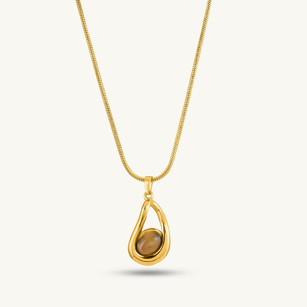 Gold Teardrop Necklace & Classic Round Hoop Earrings Combo Set