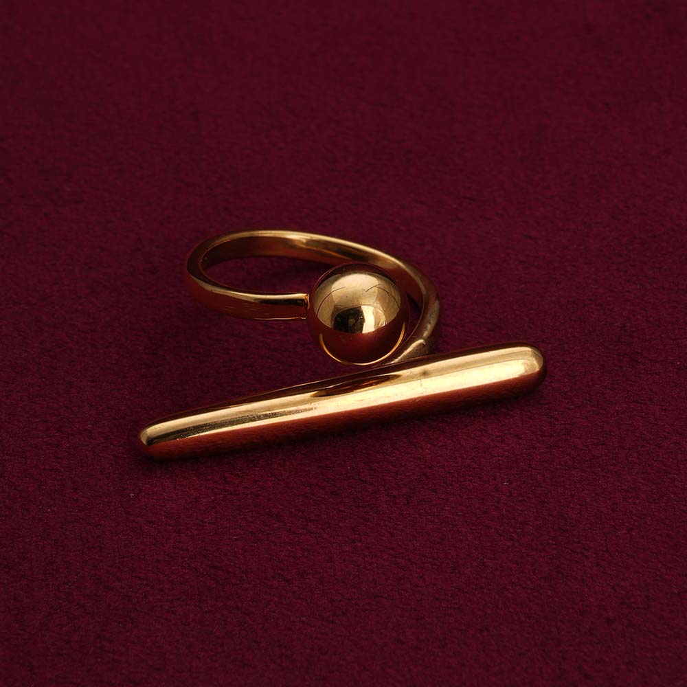 Golden Bar & Ball Adjustable Gold Ring