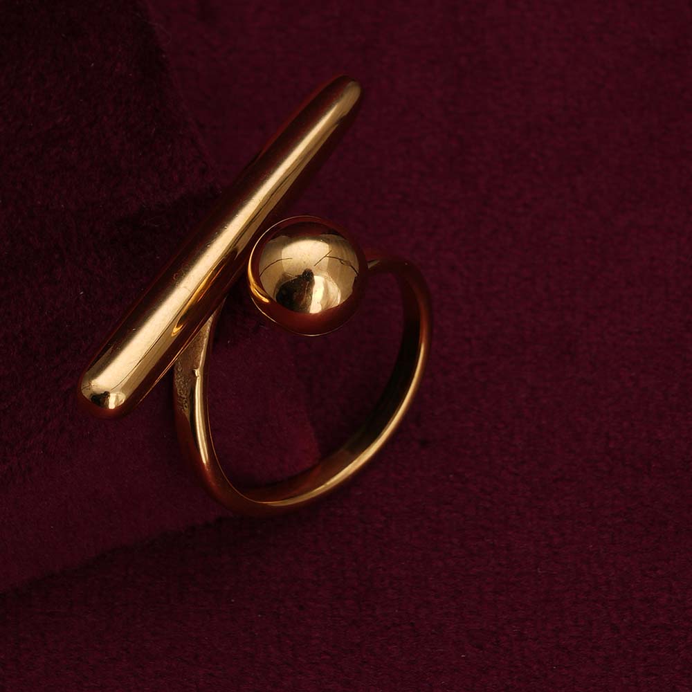 Golden Bar & Ball Adjustable Gold Ring