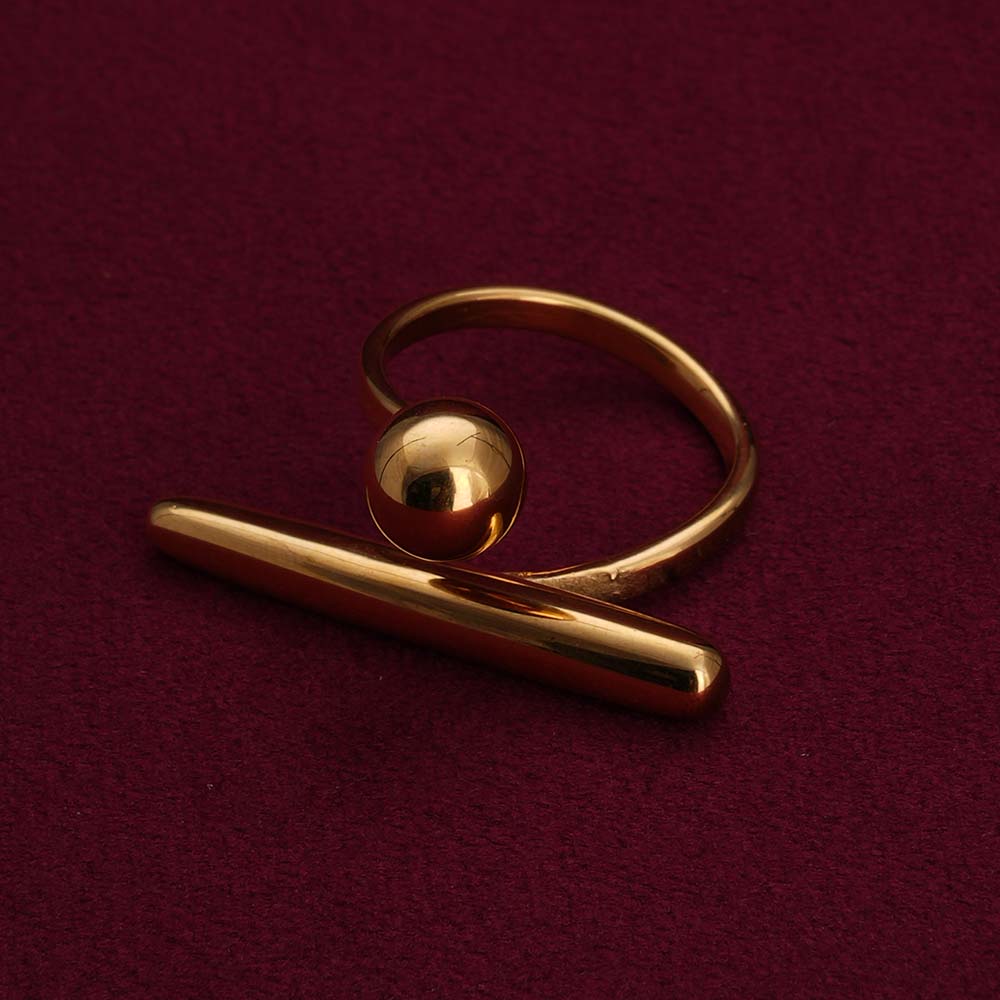 Golden Bar & Ball Adjustable Gold Ring