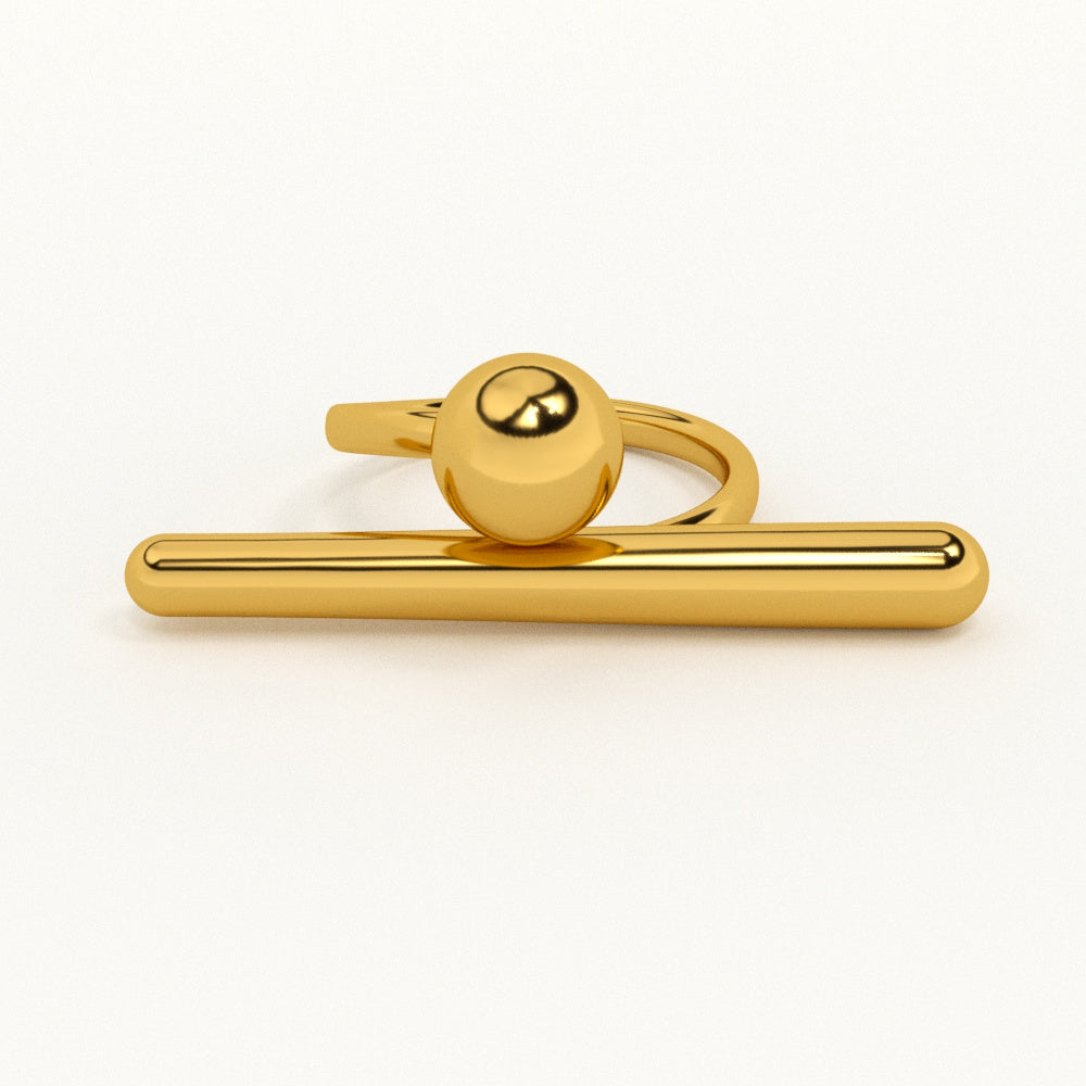 Golden Bar & Ball Adjustable Gold Ring