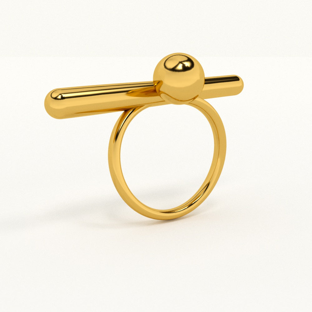 Golden Bar & Ball Adjustable Gold Ring