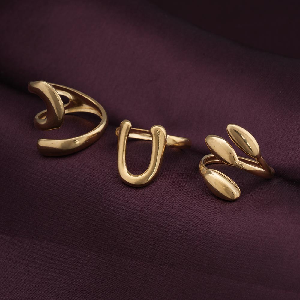 Abstract Gold Ring Set