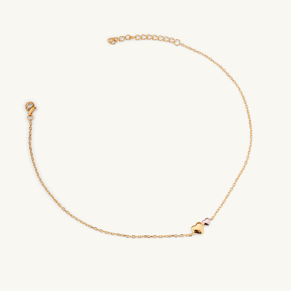 Two Hearts Anklet | 18K Gold Vermeil Plated