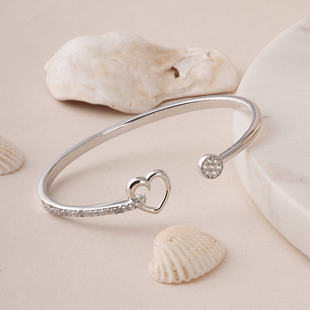 Halo Heart Silver Bracelet
