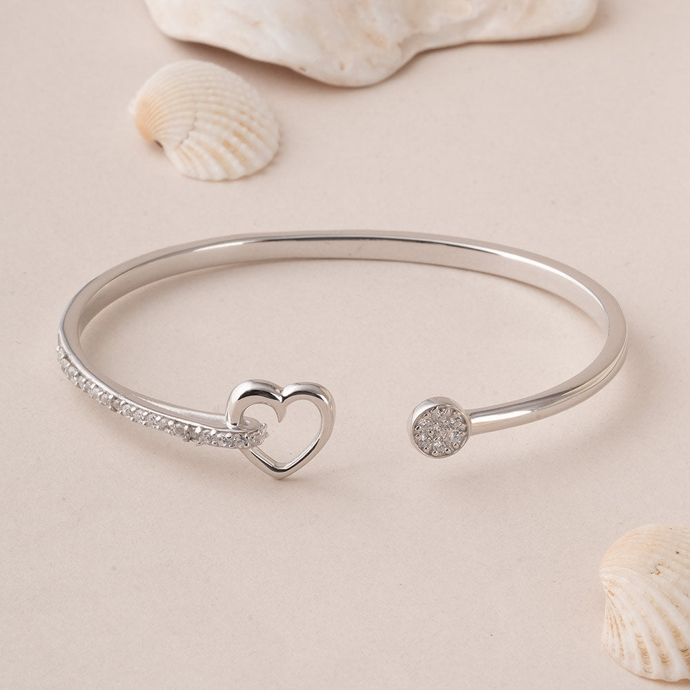 Halo Heart Silver Bracelet