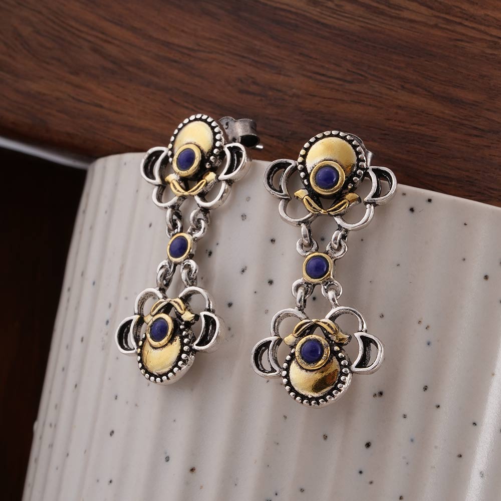 925 Silver Indi Dual Motif Earrings