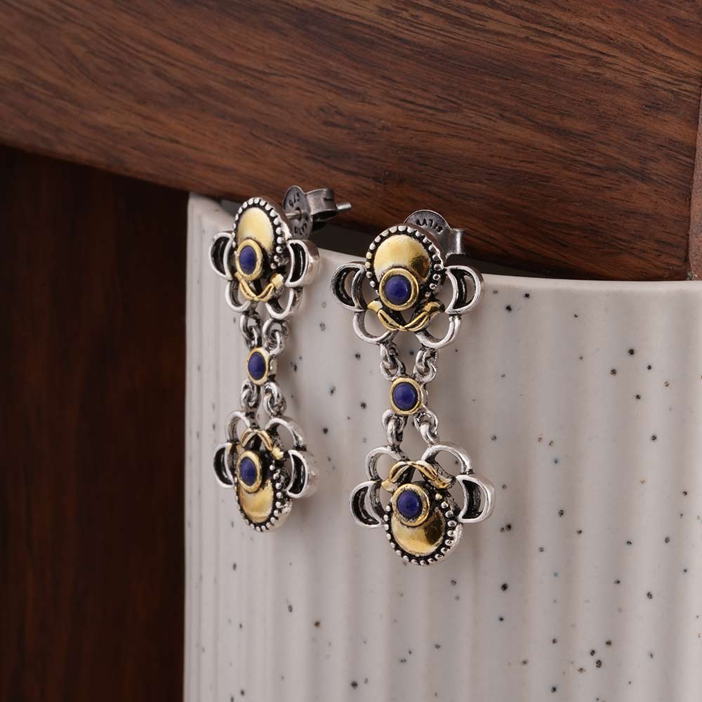 925 Silver Indi Dual Motif Earrings