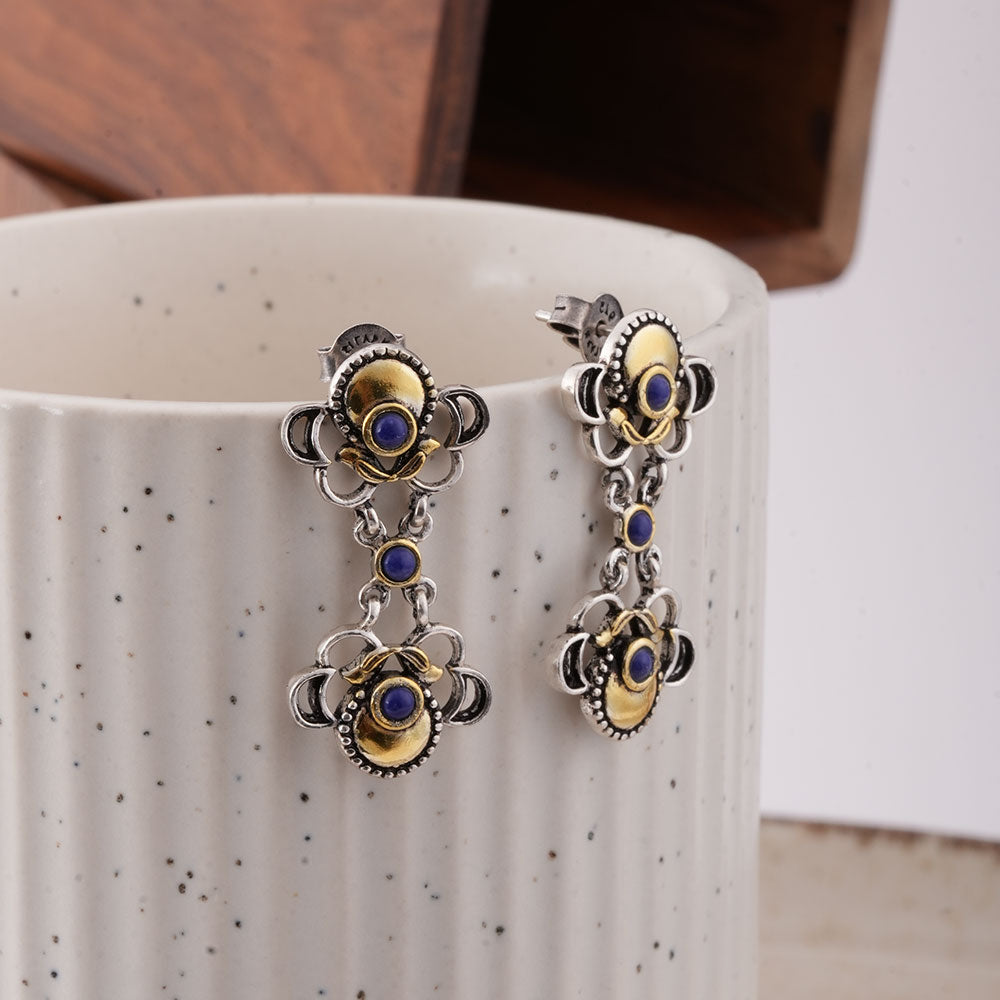 925 Silver Indi Dual Motif Earrings