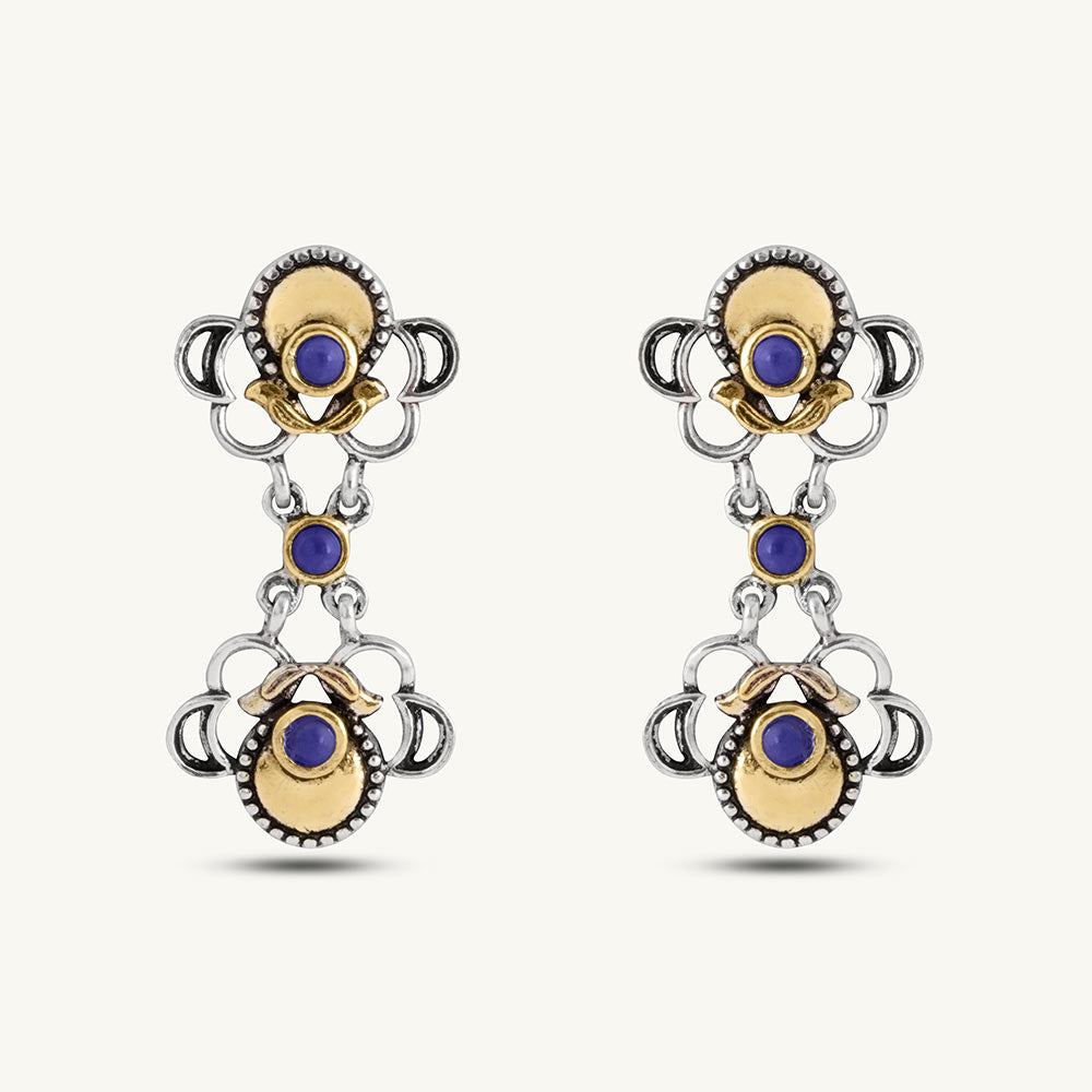 925 Silver Indi Dual Motif Earrings
