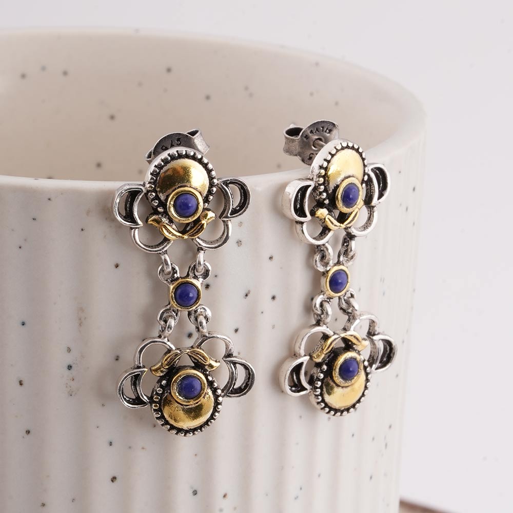 925 Silver Indi Dual Motif Earrings
