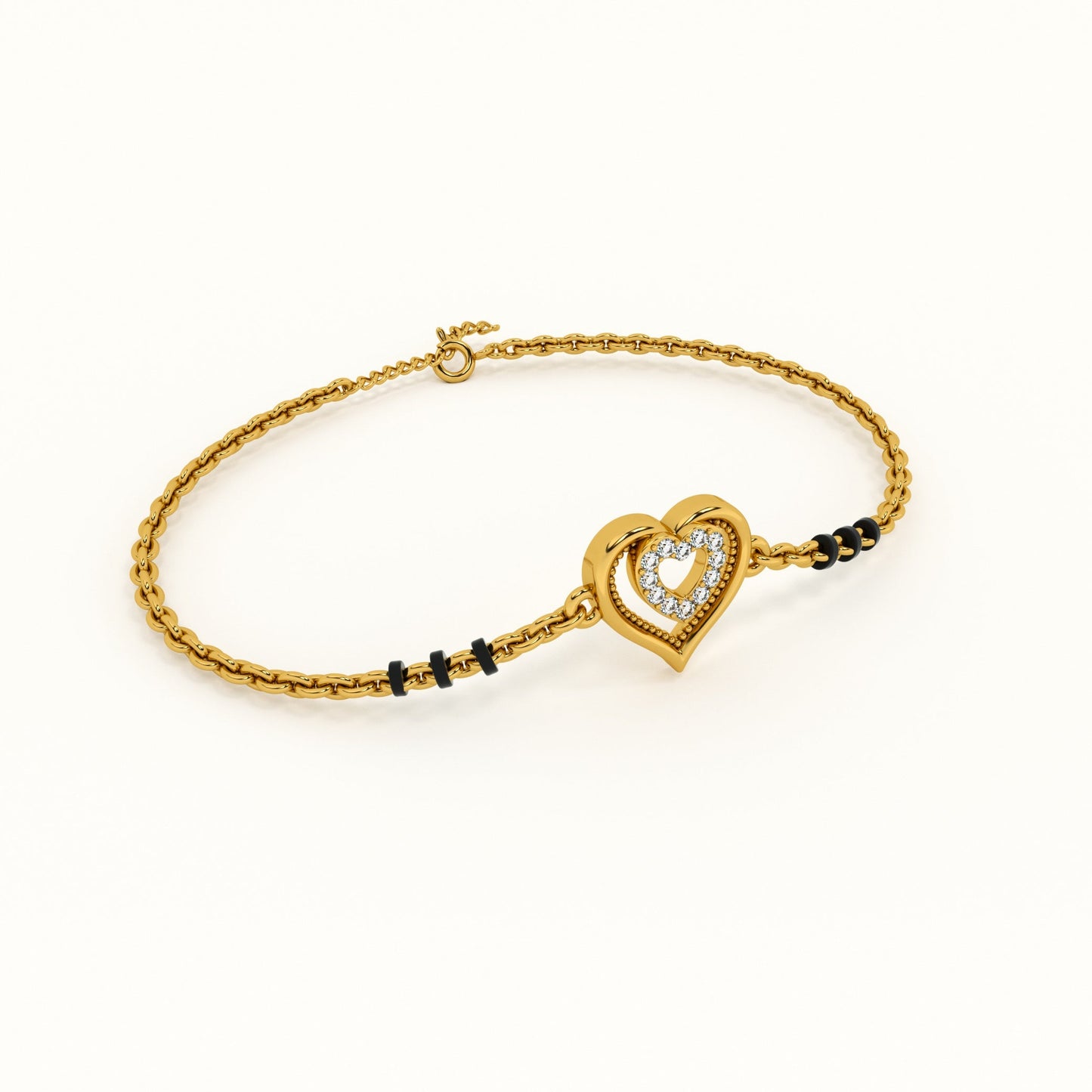 Heart-Shaped 925 Sterling Silver Mangalsutra Bracelet | BIS Hallmarked | 18k Gold Vermeil