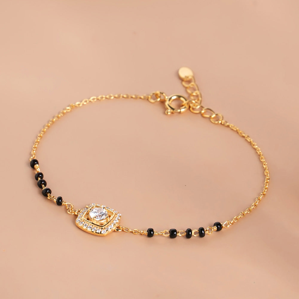 Threads of Love 925 Sterling Silver Mangalsutra Bracelet | BIS Hallmarked | 18k Gold Vermeil