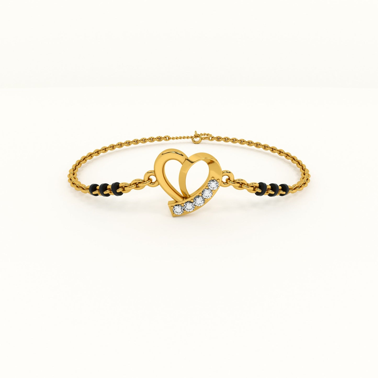Delicate Heart 925 Sterling Silver Mangalsutra Bracelet | BIS Hallmarked | 18k Gold Vermeil