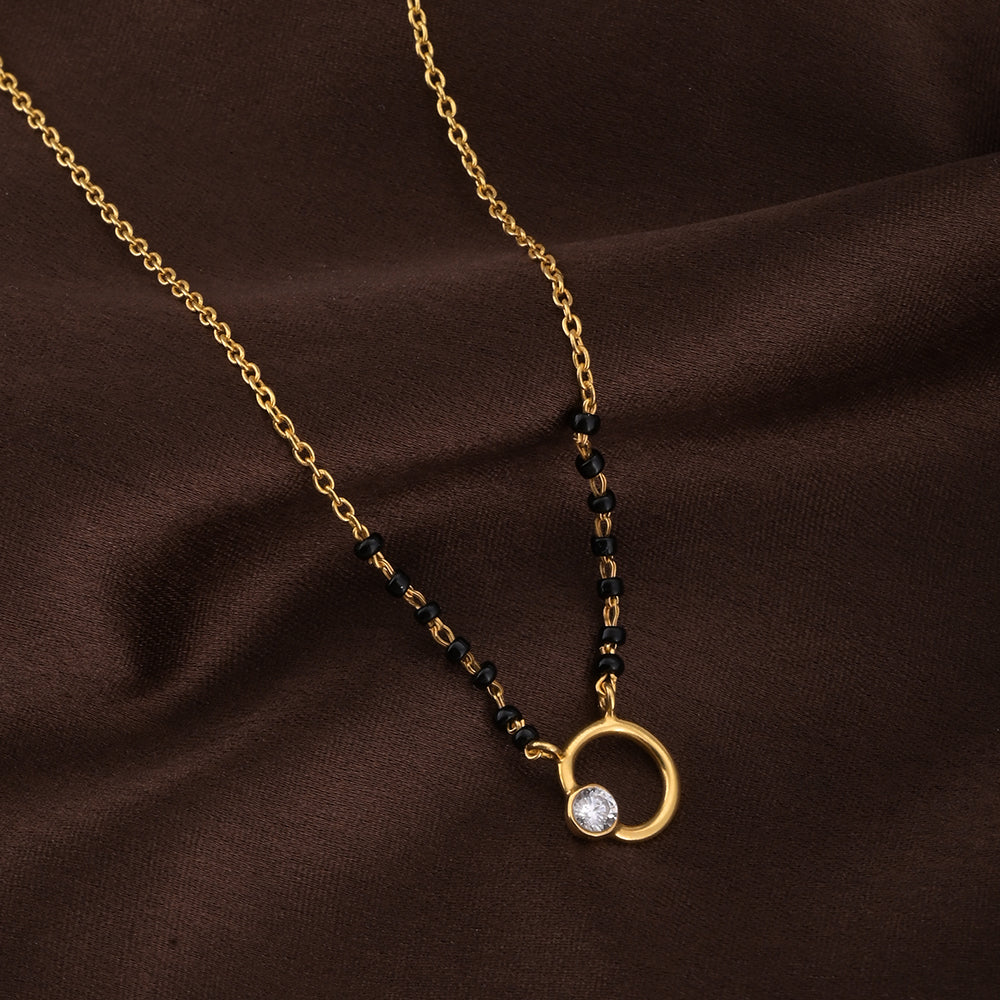 Elegant Zircon Studded Gold Mangalsutra