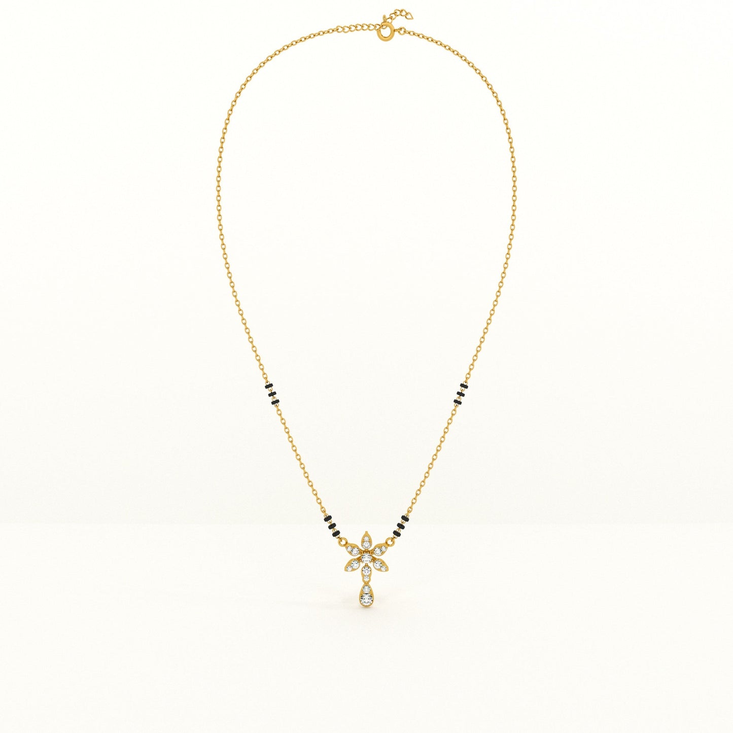 Floral Solitaire Pendant 925 Sterling Silver Mangalsutra