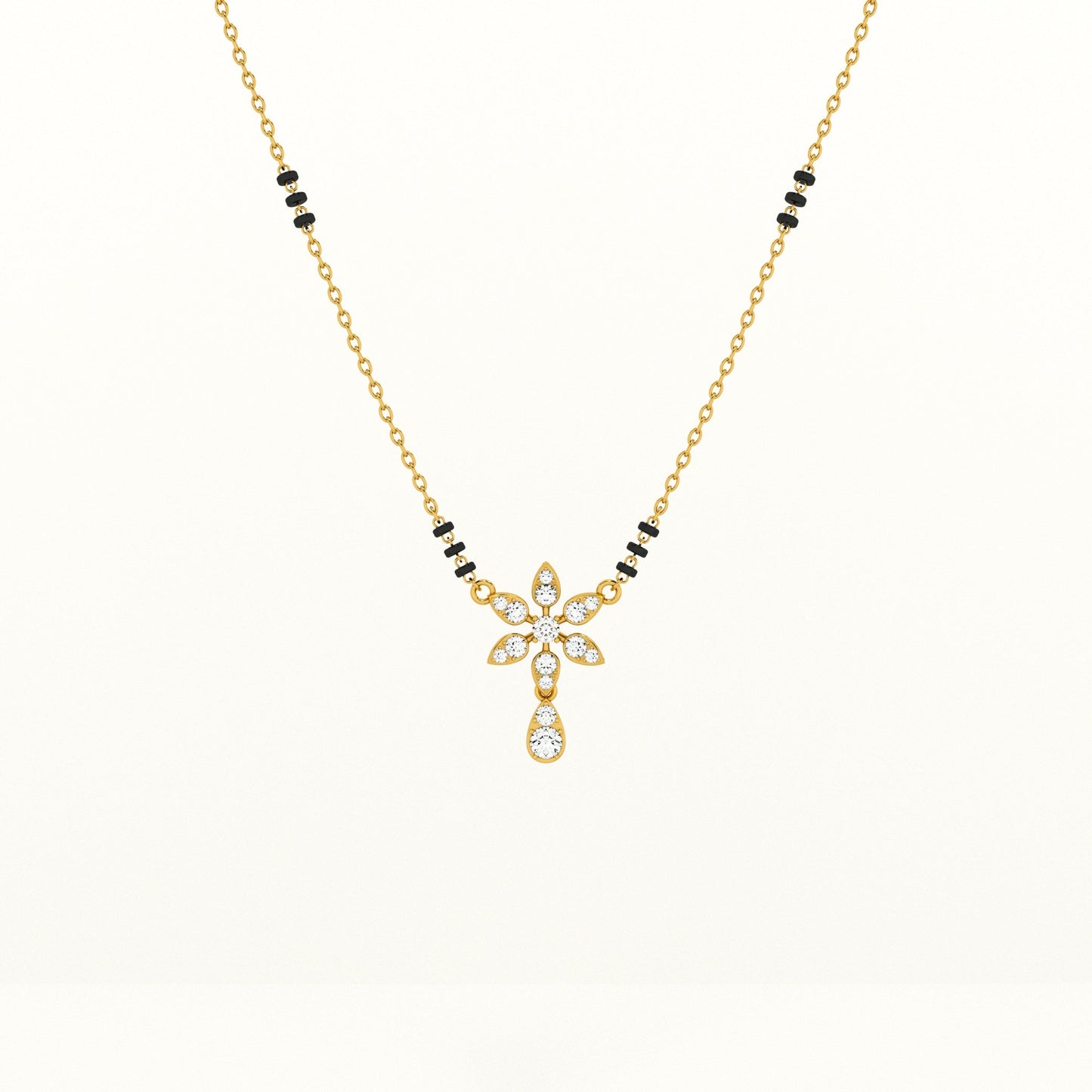 Floral Solitaire Pendant 925 Sterling Silver Mangalsutra