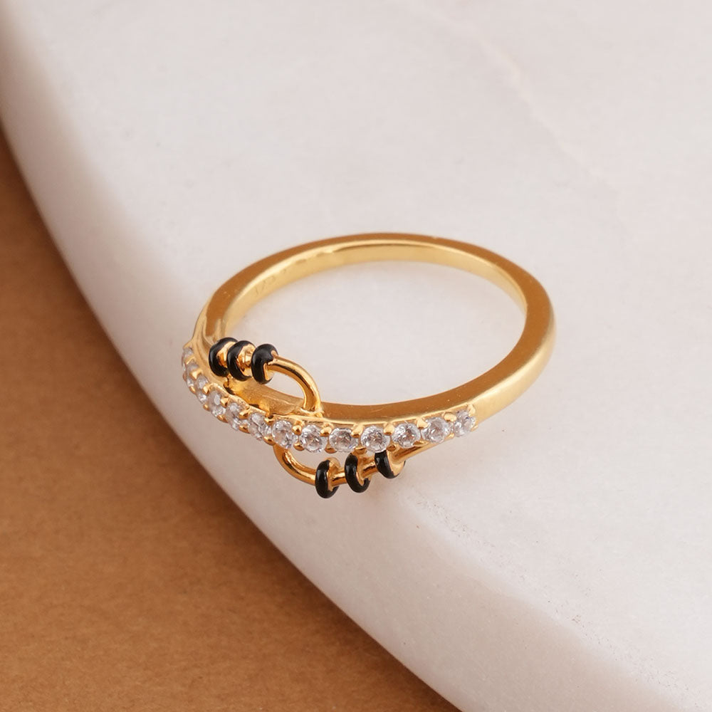 Wave Design 925 Sterling Silver Mangalsutra Ring