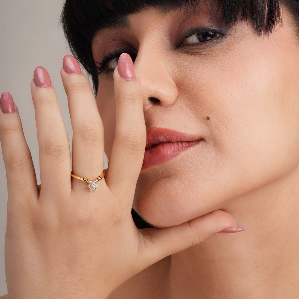 Star Cluster 925 Sterling Silver Mangalsutra Ring