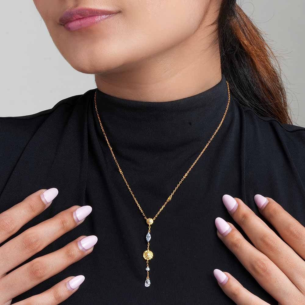 Gendaphool Essence Lariate Necklace | 18K Gold Vermeil Plated