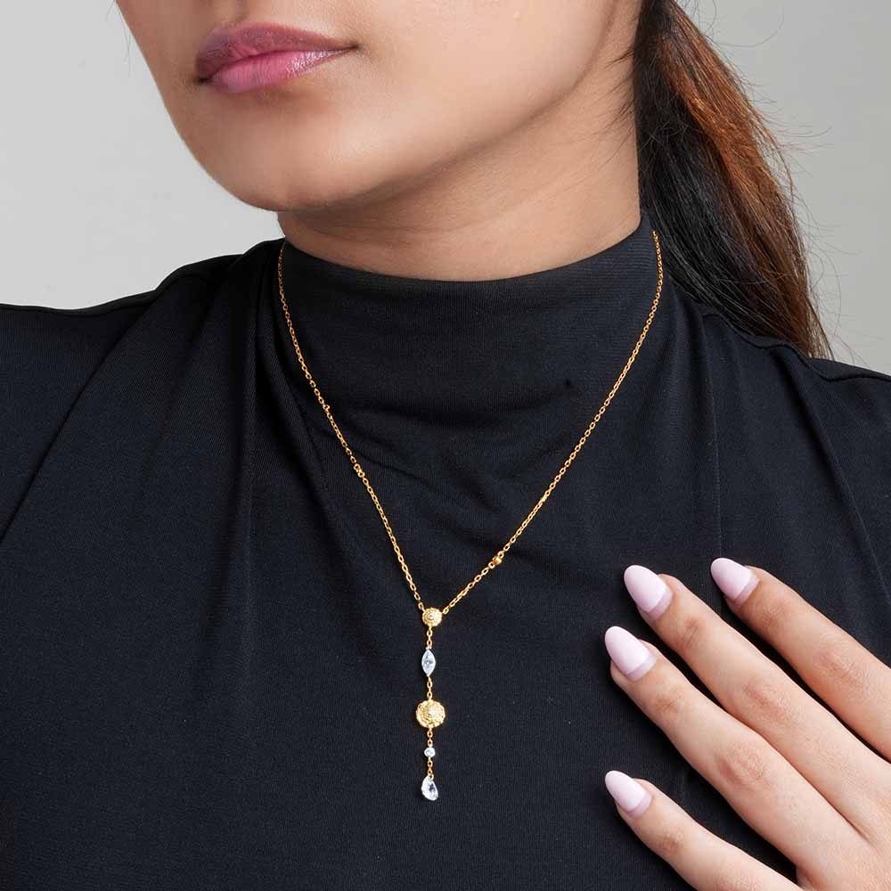Gendaphool Essence Lariate Necklace | 18K Gold Vermeil Plated