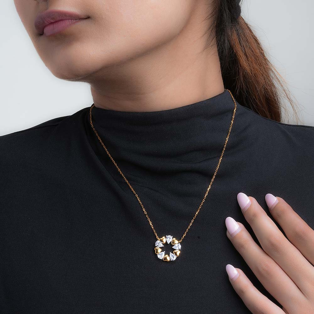 Bling Pulse Diva Pendant Necklace | 18K Gold Vermeil Plated