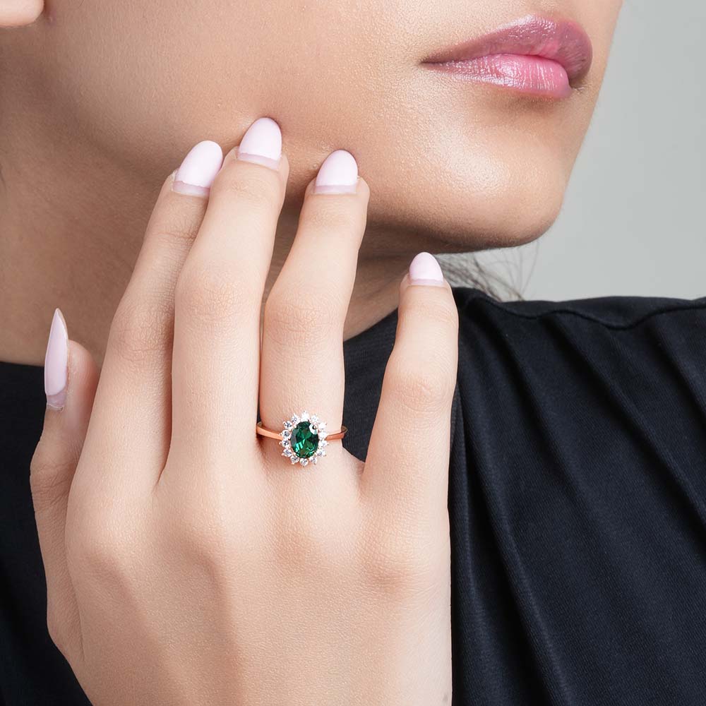 Emerald Cluster Ring | 18K Gold Vermeil Plated