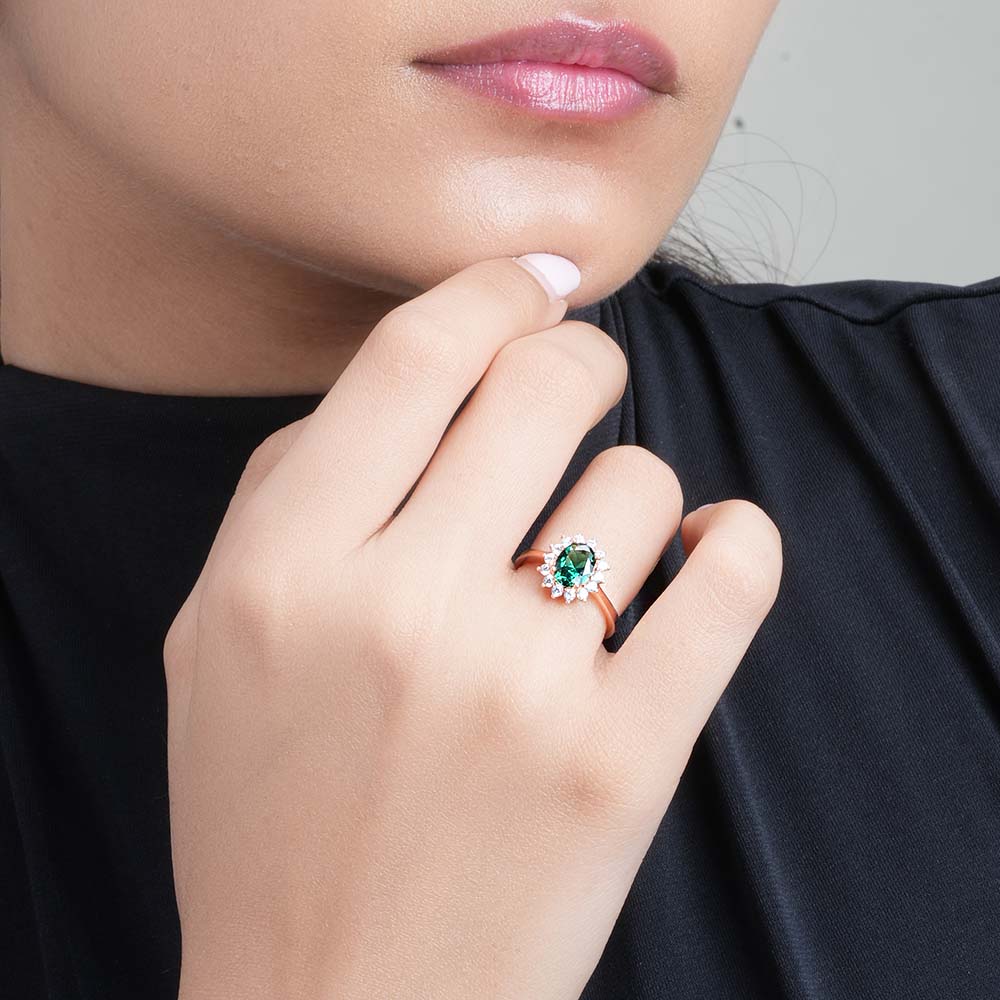 Emerald Cluster Ring | 18K Gold Vermeil Plated