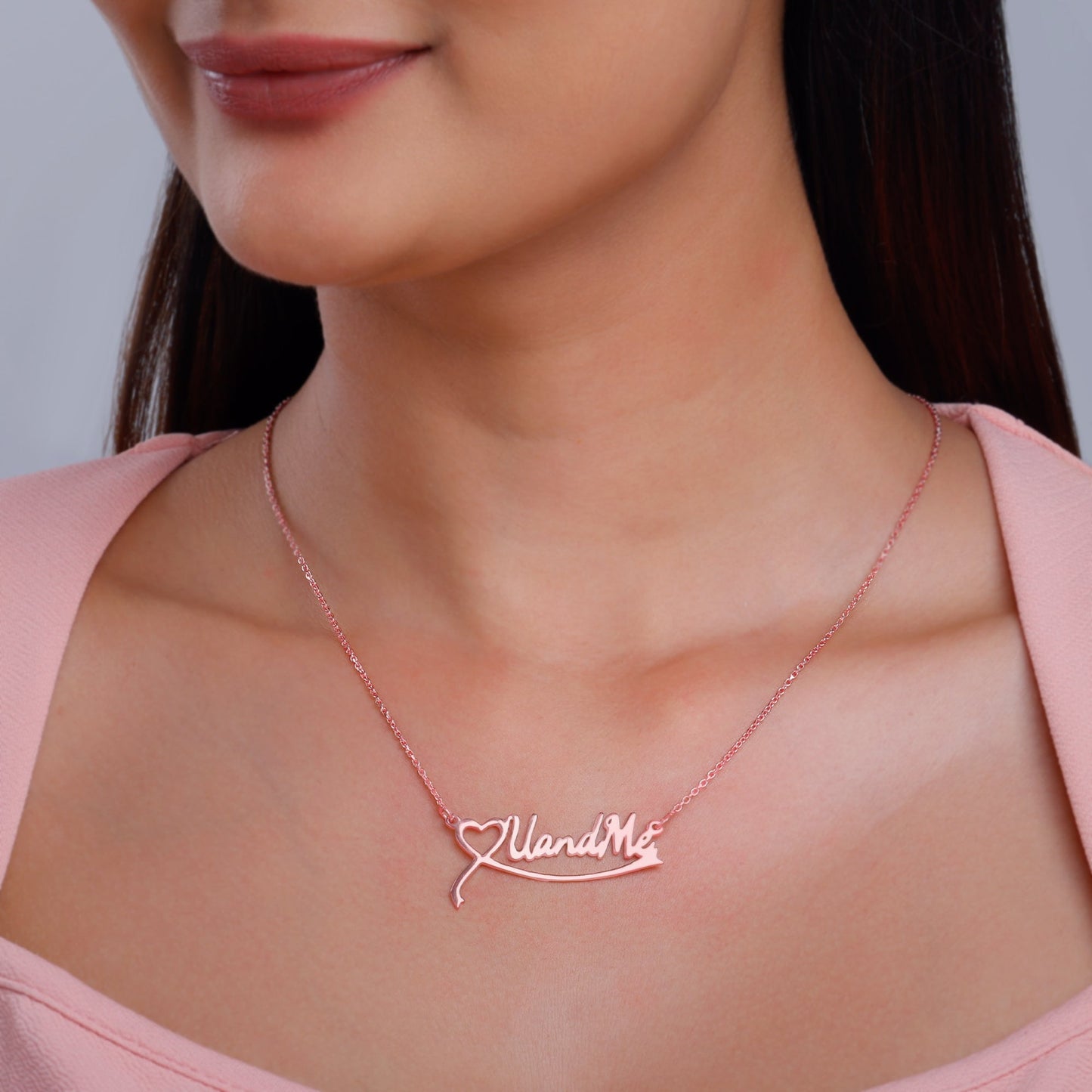 Rose Gold Personalised Name Heart Necklace