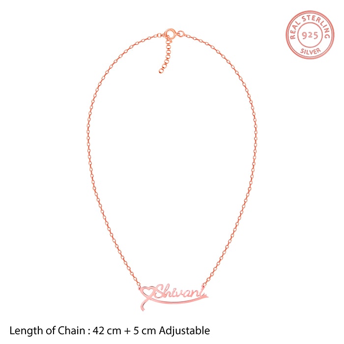 Rose Gold Personalised Name Heart Necklace