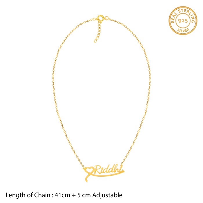 Golden Personalised Name Heart Necklace