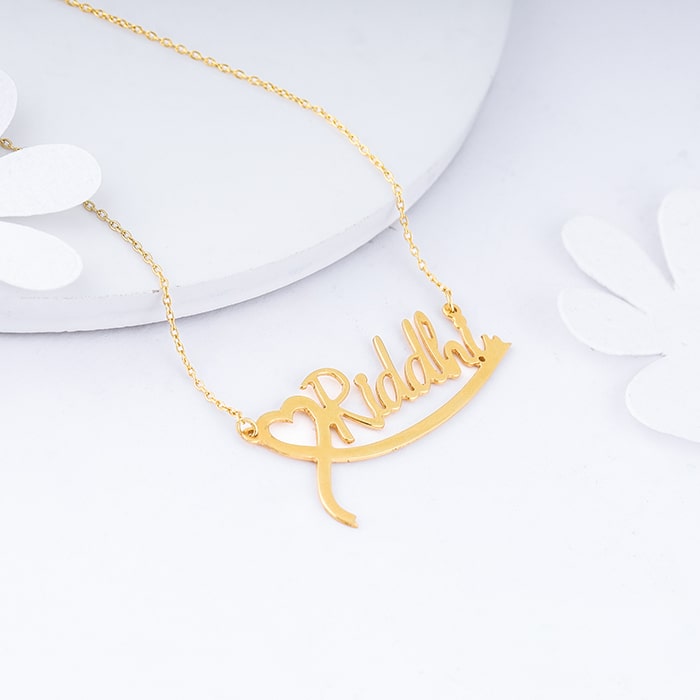 Golden Personalised Name Heart Necklace