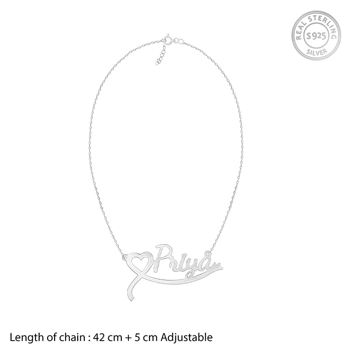 Silver Personalised Name Heart Necklace