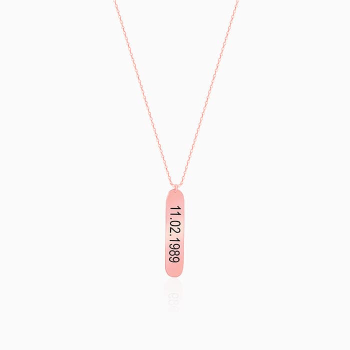 Personalised Rose Gold Charming Two Sided Necklace