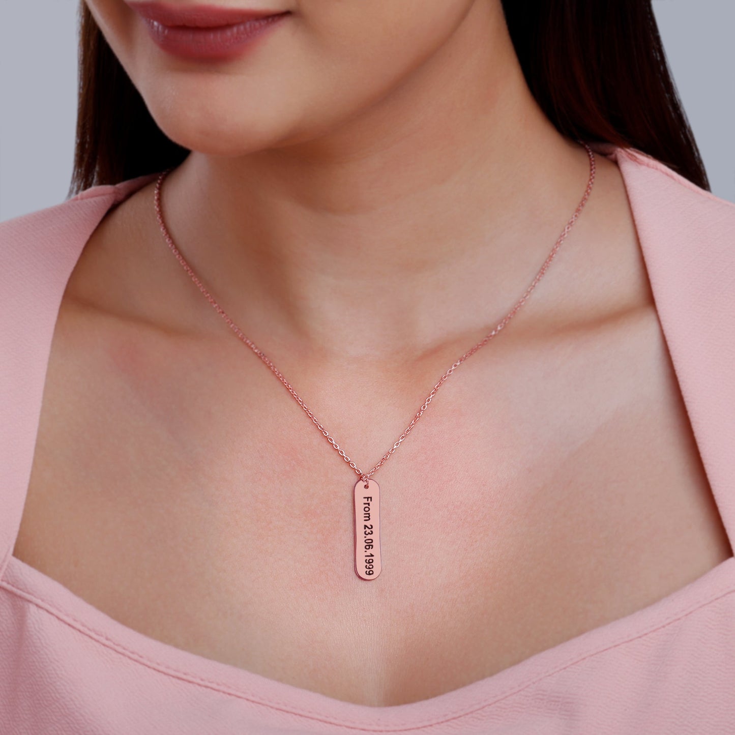 Personalised Rose Gold Charming Two Sided Necklace