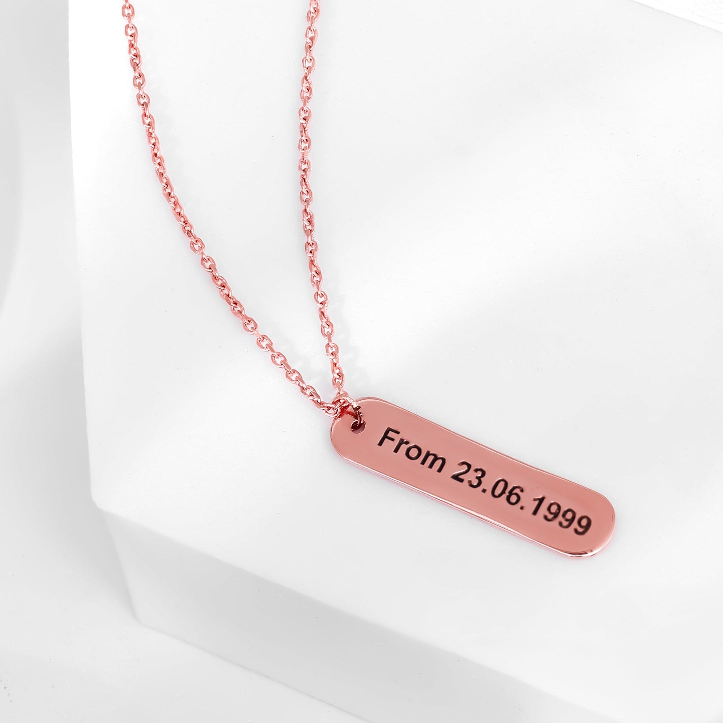 Personalised Rose Gold Charming Two Sided Necklace
