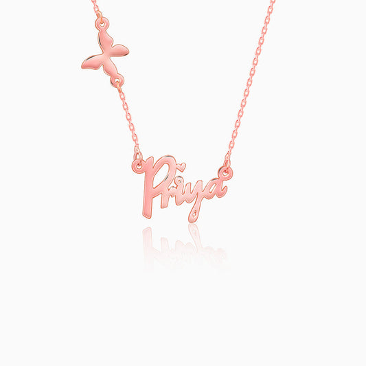 Rose Gold Personalised Pretty Butterfly Necklace