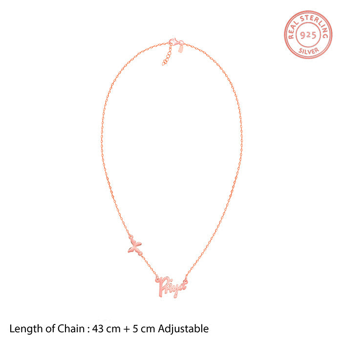 Rose Gold Personalised Pretty Butterfly Necklace