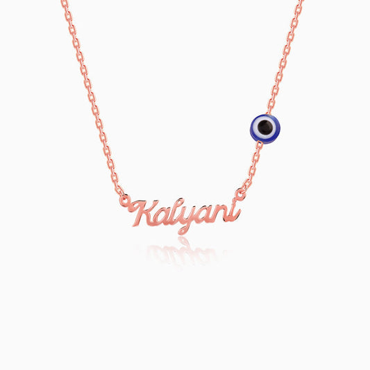 Rose Gold Evil Eye Personalised Name Necklace