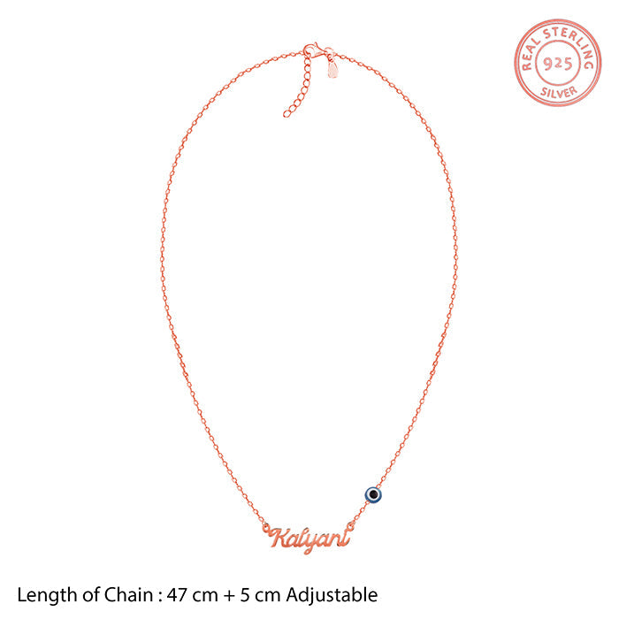 Rose Gold Evil Eye Personalised Name Necklace