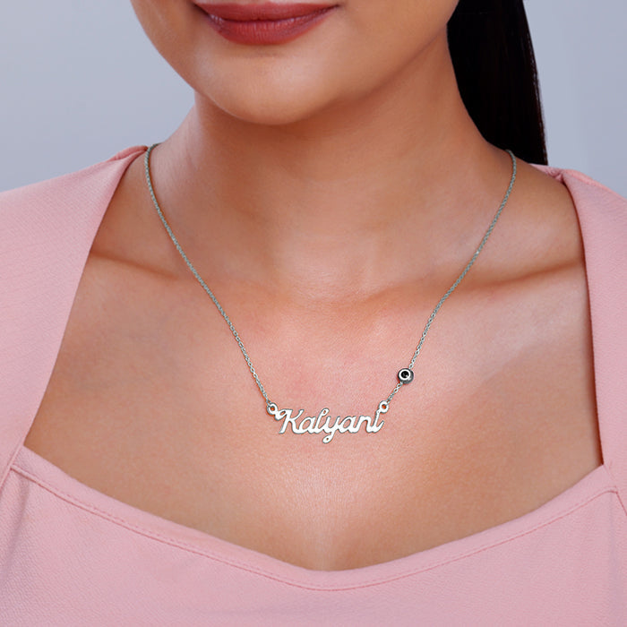 Silver Evil Eye Personalised Name Necklace
