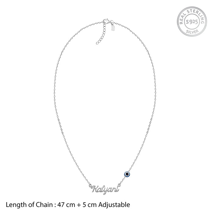 Silver Evil Eye Personalised Name Necklace