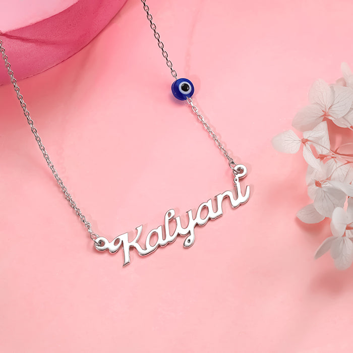 Silver Evil Eye Personalised Name Necklace