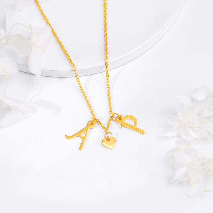 Golden Personalised Love Initials Necklace